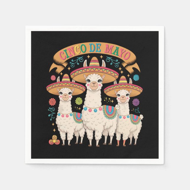 Serviette En Papier Llama Funny Cinco De Mayo Fête (Devant)