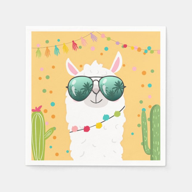 Serviette En Papier Llama Rama Papier Naples Fiesta Party Alpaca (Devant)