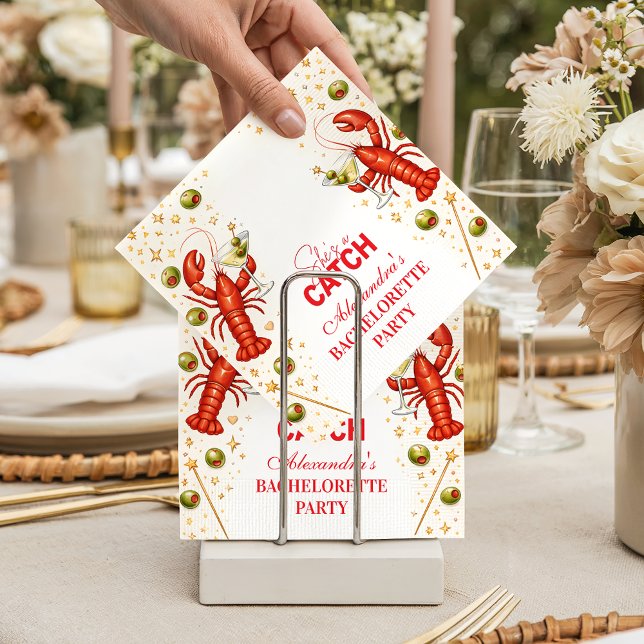 Serviette En Papier Lobster Love Coastal Bachelorette Party (Créateur téléchargé)