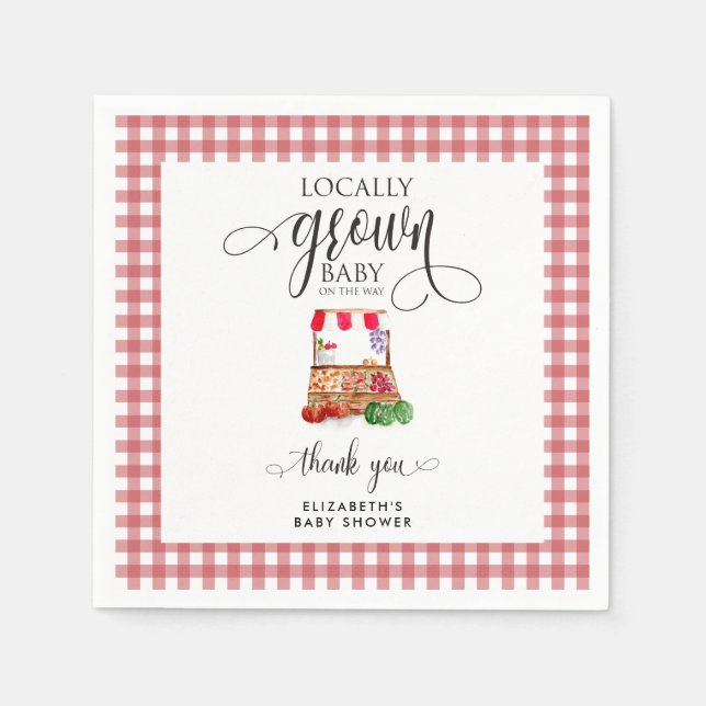 Serviette En Papier Locally Grown Baby Shower Carrots Gingham (Devant)