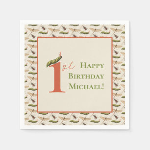 Serviette En Papier Log Bug Insect Nom personnalisé 1er anniversaire