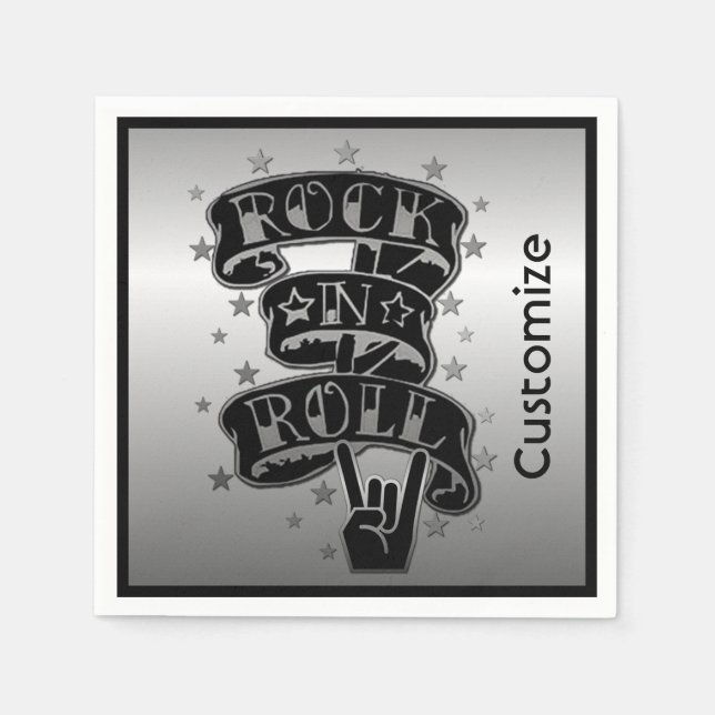 Serviette En Papier Logo Black & Silver Rock & Roll Napkins 2 (Devant)