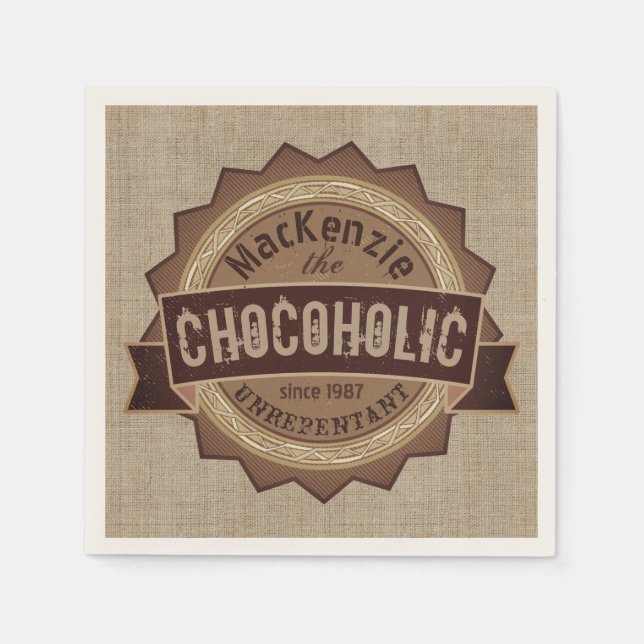 Serviette En Papier Logo Brown de l'insigne Lover Chocolate Chocoholic (Devant)