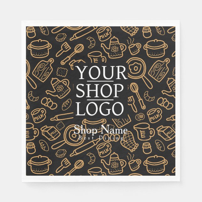 Serviette En Papier Logo Brown noir de cuisine (Devant)
