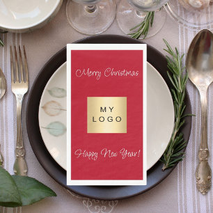 Serviette En Papier logo commercial de la barre de café rouge Noël