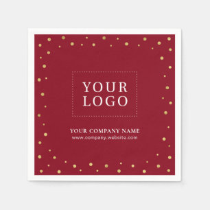 Serviette En Papier Logo Confettis Rouge & Or Affaires Promotionnelles