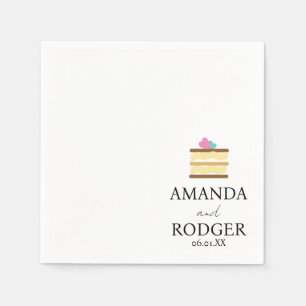 Serviette En Papier Logo de gâteau mignon mariage