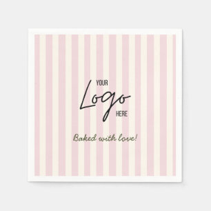 Serviette En Papier Logo de la boulangerie-café Cute Stripes Baked Wit