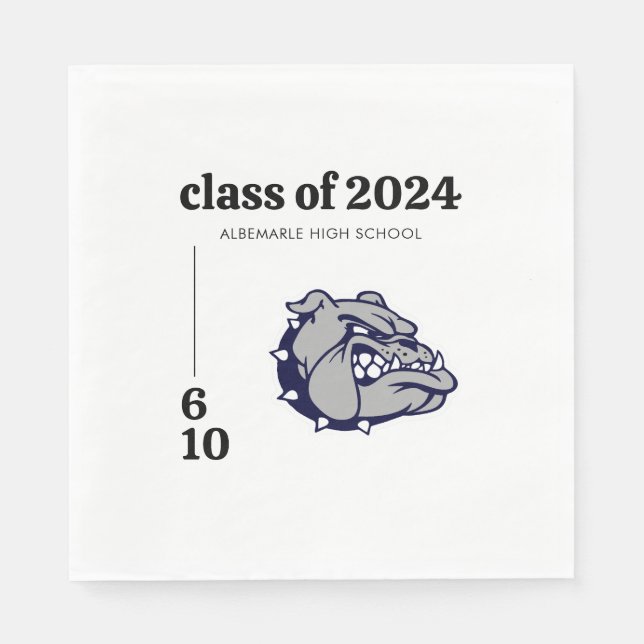 Serviette En Papier Logo de la mascotte de l'école Fête de fin d'étude (Devant)