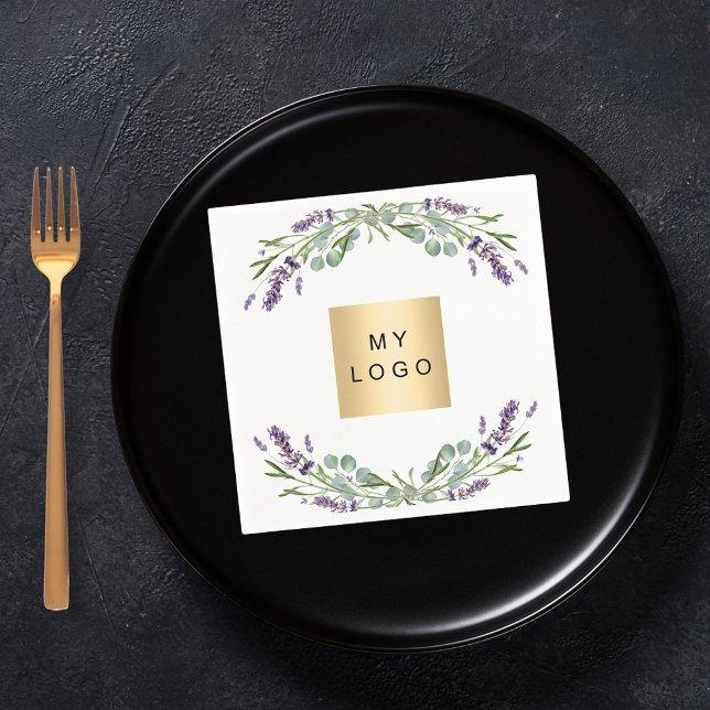 Serviette En Papier Logo de l'entreprise de fleurs de lavande (Créateur téléchargé)