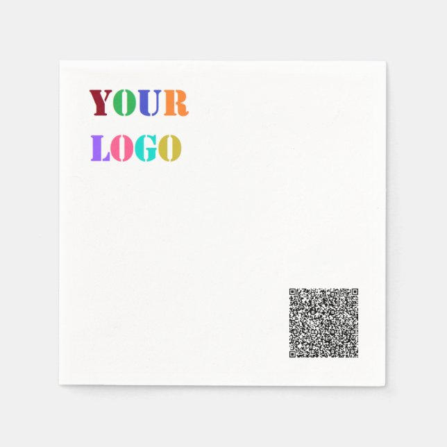 Serviette En Papier Logo de l'entreprise et code QR Modèle de serviett (Devant)