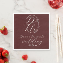 Logo de mariage floral élégant et délicat bordeaux