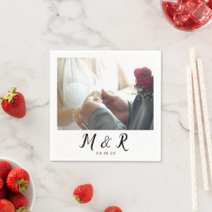 Serviette En Papier Logo de mariage photo minimaliste moderne