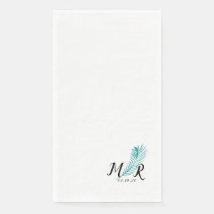 Serviette En Papier Logo de mariage simple feuille tropicale de palmie