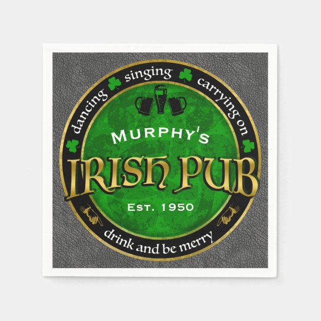 Serviette En Papier Logo de Personalized, Round Irish Pub (Devant)