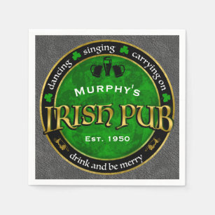 Serviette En Papier Logo de pub irlandais rond personnalisé