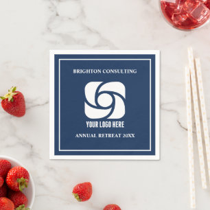 Serviette En Papier Logo d'entreprise bleu marine personnalisé pour fê