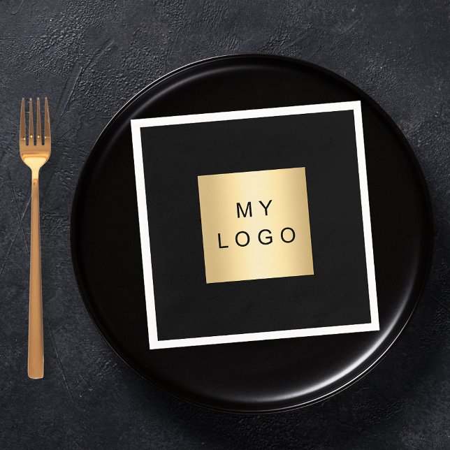 Serviette En Papier Logo d'entreprise de bar café noir (Créateur téléchargé)