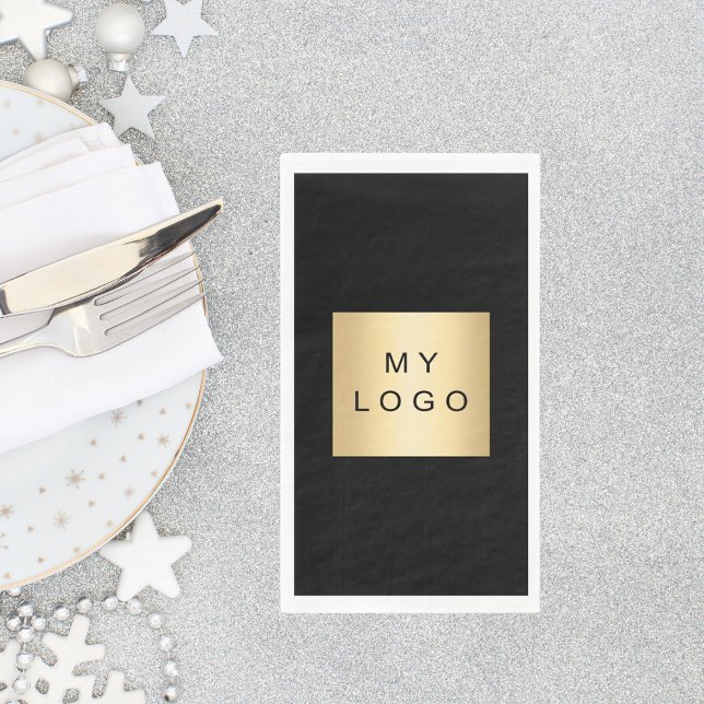 Serviette En Papier Logo d'entreprise de bar café noir (Créateur téléchargé)