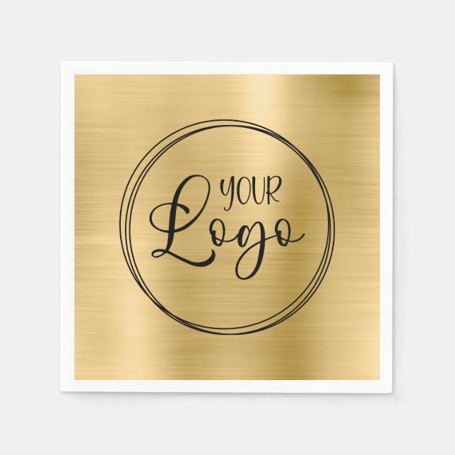 Serviette En Papier Logo d'entreprise en feuille d'or léger (Devant)