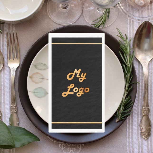 Serviette En Papier Logo d'entreprise en or noir (Créateur téléchargé)