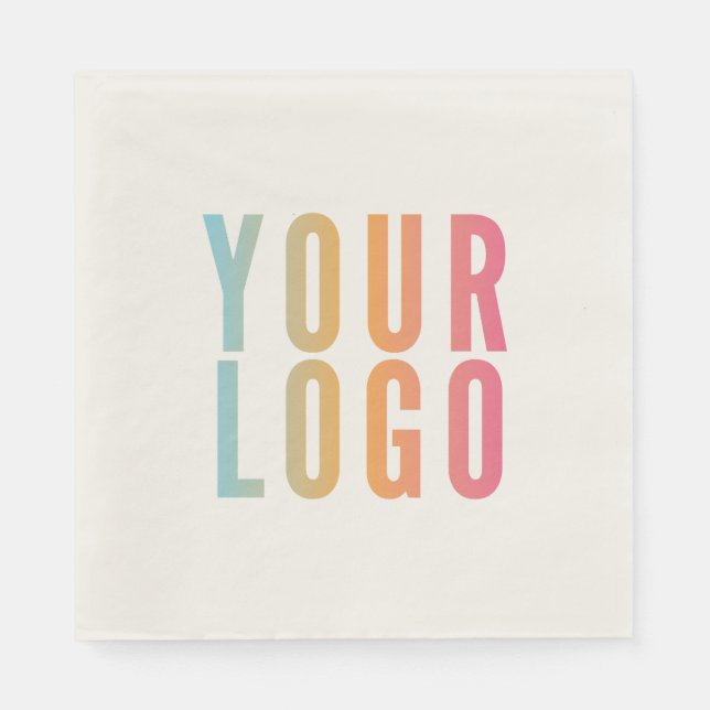 Serviette En Papier Logo d'entreprise moderne écru promotionnel (Devant)