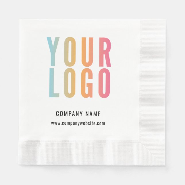Serviette En Papier Logo d'entreprise Moderne Promotionnel Blanc (Devant)