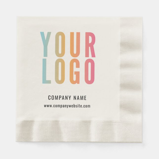 Serviette En Papier Logo d'entreprise Moderne Promotionnel Ecru (Devant)