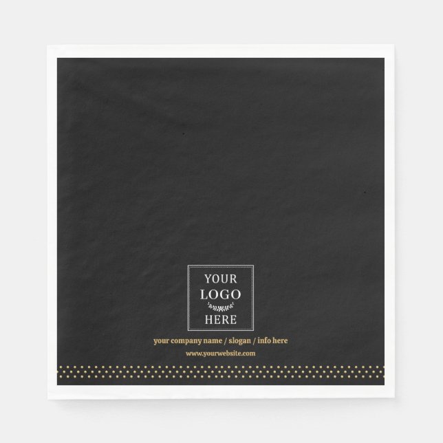 Serviette En Papier Logo d'entreprise points noirs et or (Devant)