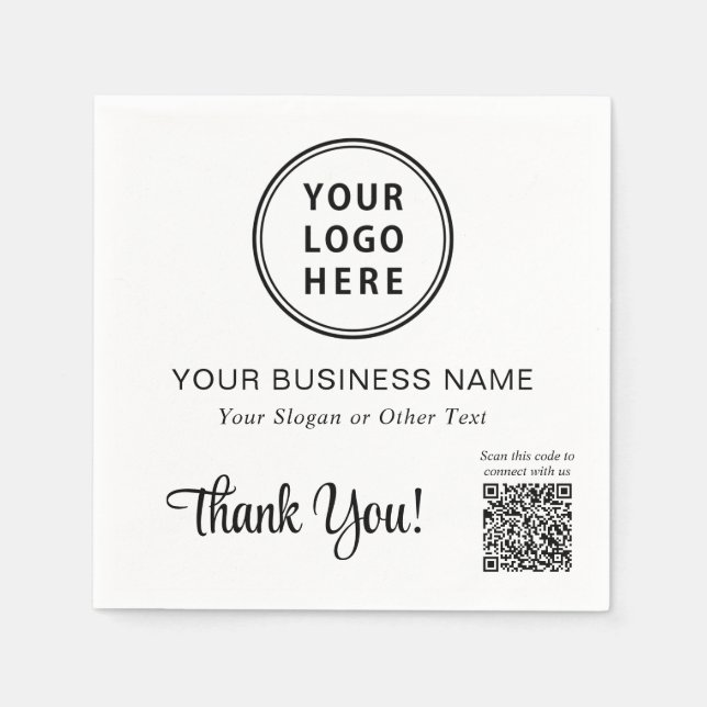 Serviette En Papier Logo d'entreprise QR Code promotionnel (Devant)