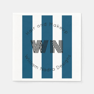Serviette En Papier logo d'entreprise rayé cercle monogramme cadeau