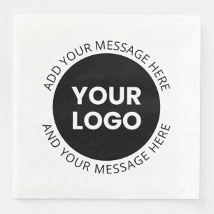 Serviette En Papier Logo d'entreprise & Texte modifiable  Blanc & Noir