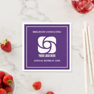 Serviette En Papier Logo d'entreprise violet personnalisé pour une fêt