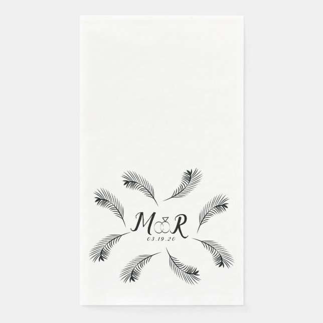 Serviette En Papier Logo du Mariage d'anneau de feuille tropicale Palm (Devant)