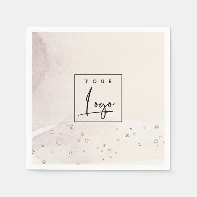 Serviette En Papier Logo Elégant Rose Abstrait Gold Purple Aquarelle (Devant)