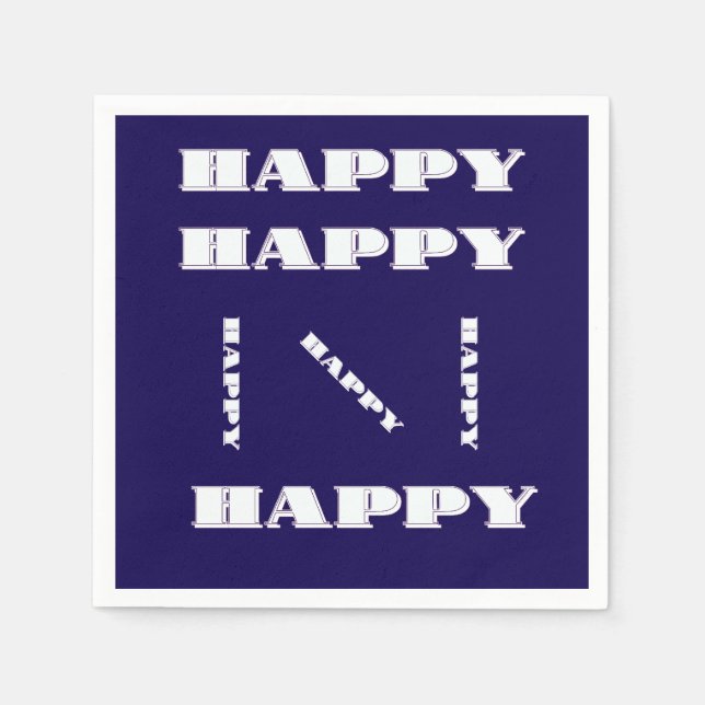 Serviette En Papier Logo HAPPY Bleu foncé (Devant)
