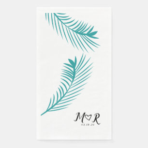 Serviette En Papier Logo mariage feuille de palmier tropical   