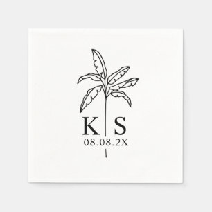 Serviette En Papier Logo Mariage Monogramme Personnalisé Palm Tree Nap