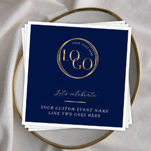 Serviette En Papier Logo Navy et Or Entreprise Evénementiel Entreprise