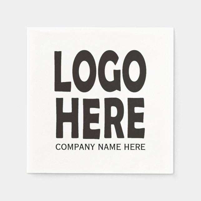 Serviette En Papier Logo personnalisé d'entreprise noire (Devant)