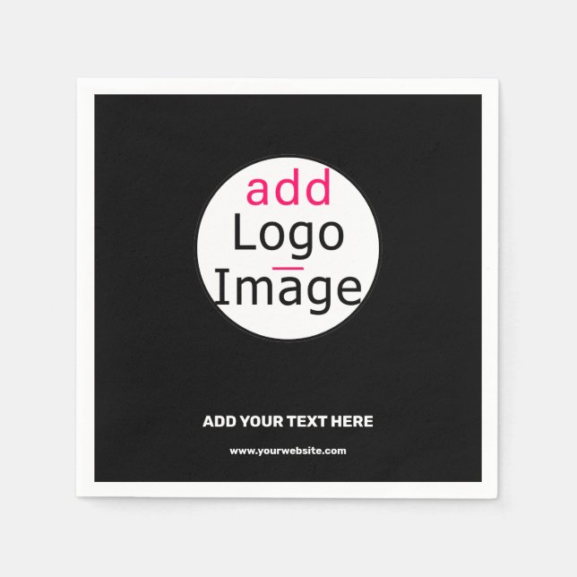 Serviette En Papier Logo personnalisé professionnel tendance noir (Devant)