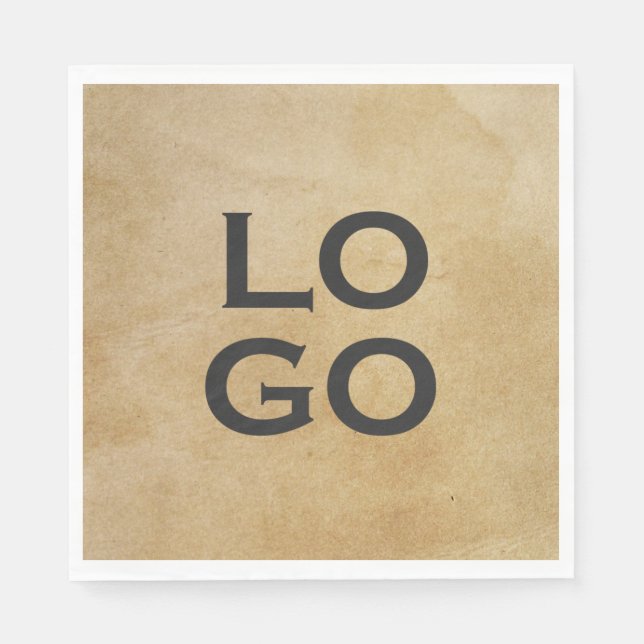 Serviette En Papier Logo personnalisé sur Parchemin rustique (Devant)