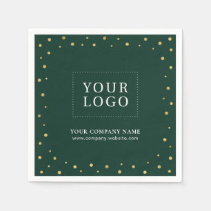 Serviette En Papier Logo promotionnel d'entreprise Confetti Vert & Or
