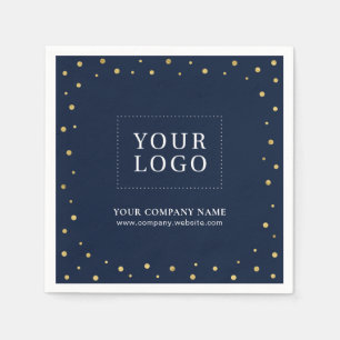 Serviette En Papier Logo promotionnel Gold & Navy Confetti Business