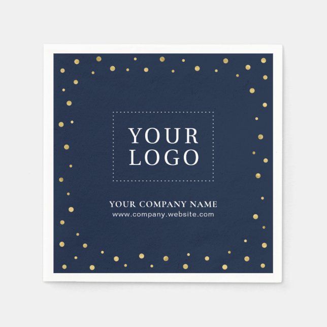 Serviette En Papier Logo promotionnel Gold & Navy Confetti Business (Devant)
