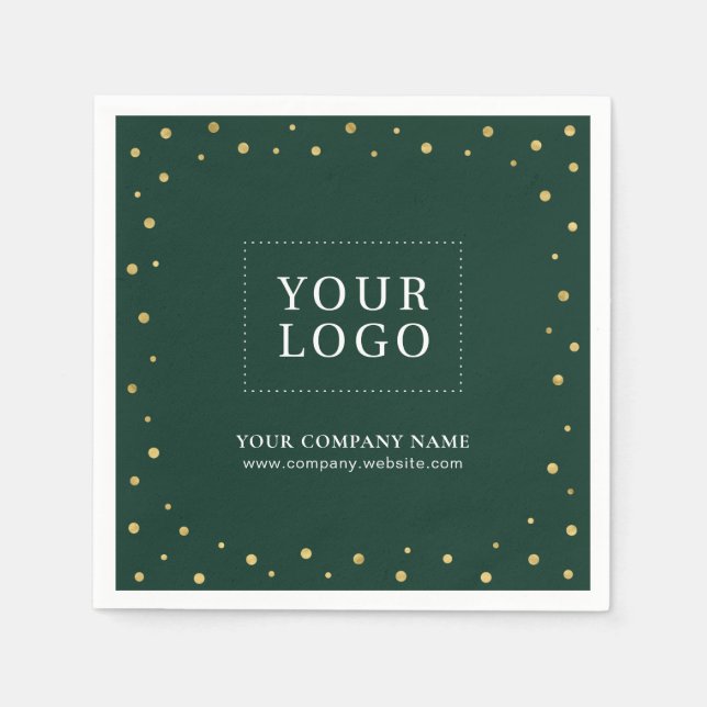 Serviette En Papier Logo promotionnel Green & Gold Confetti Business (Devant)