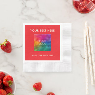 Serviette En Papier Logo Promotionnel Noël Rouge Cocktail Pièce