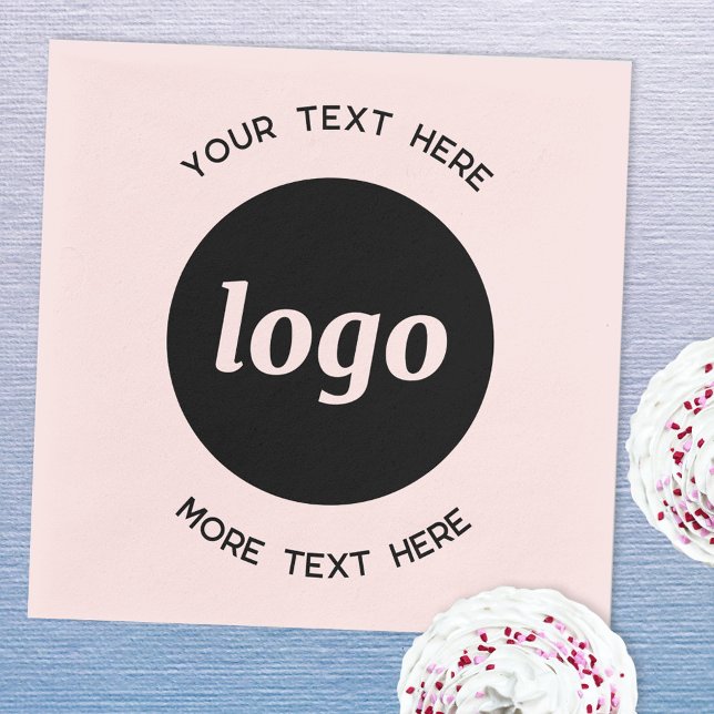 Serviette En Papier Logo simple et texte rose Business Promotionnels (Logo and text custom business promotional paper napkins)