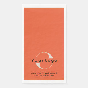 Serviette En Papier Logo sur Orange Red + Black Text Company Business 