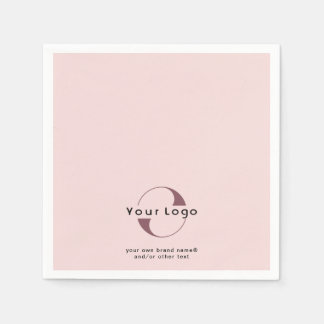 Serviette En Papier Logo + texte sur Blush rose Entreprise Business Pa